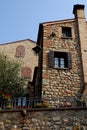 Ancient stone walls and two houses ArquÃÂ  Petrarca Veneto Italy